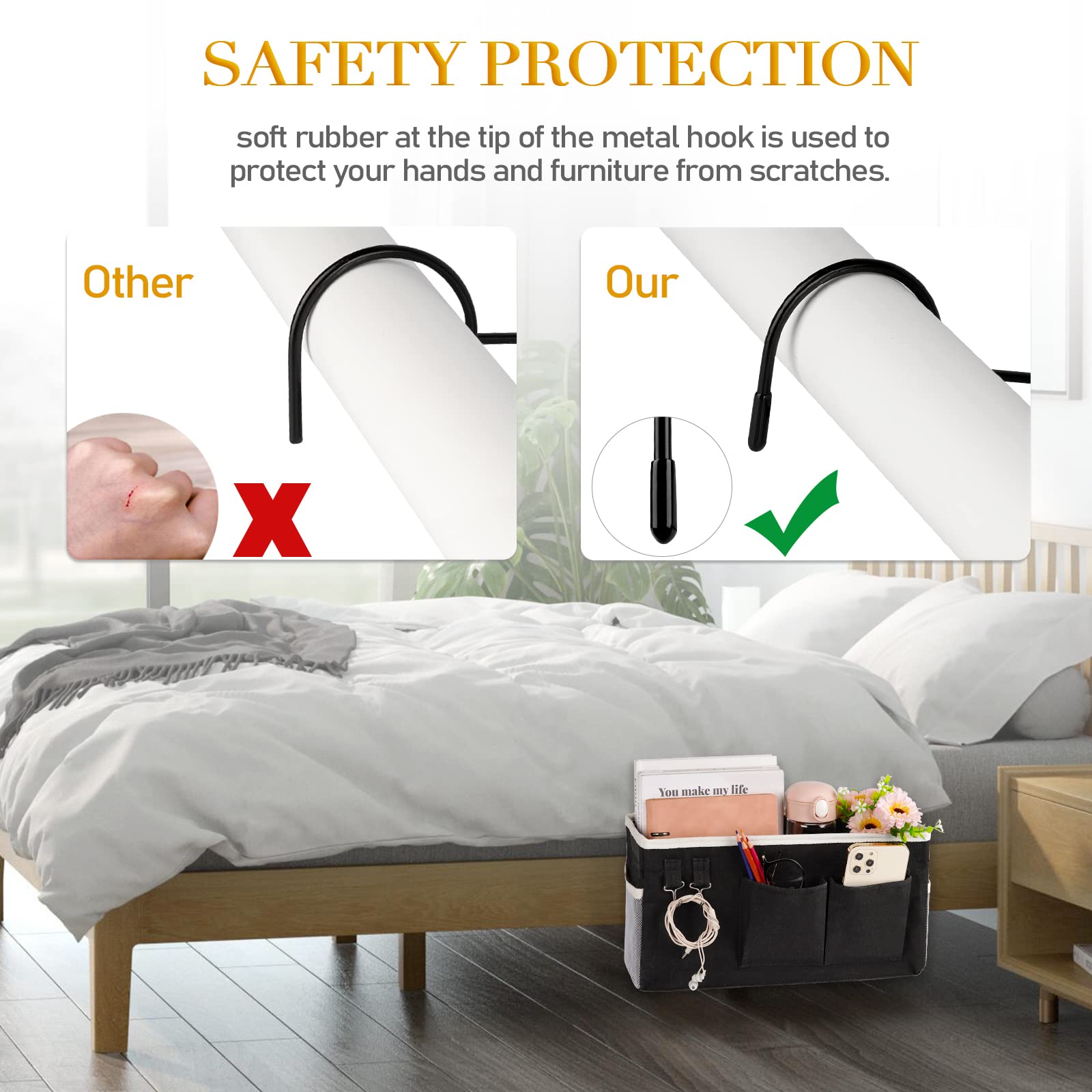 Ozzptuu Bedside Caddy Bedside Storage Bag for Headboards/Bunk Bed