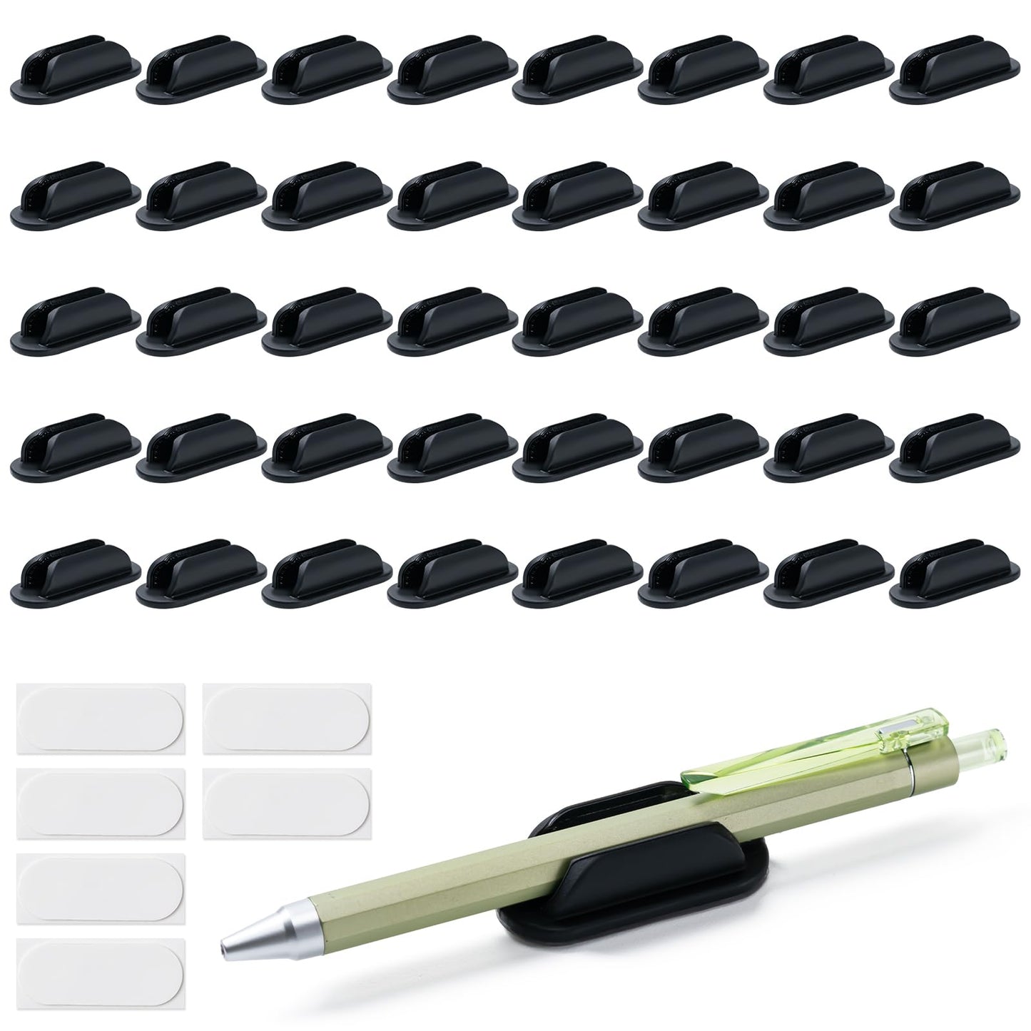 40 Pack Adhesive Pencil Holders for Desk,Silicone Flexible Pen Holder for Wall, Office