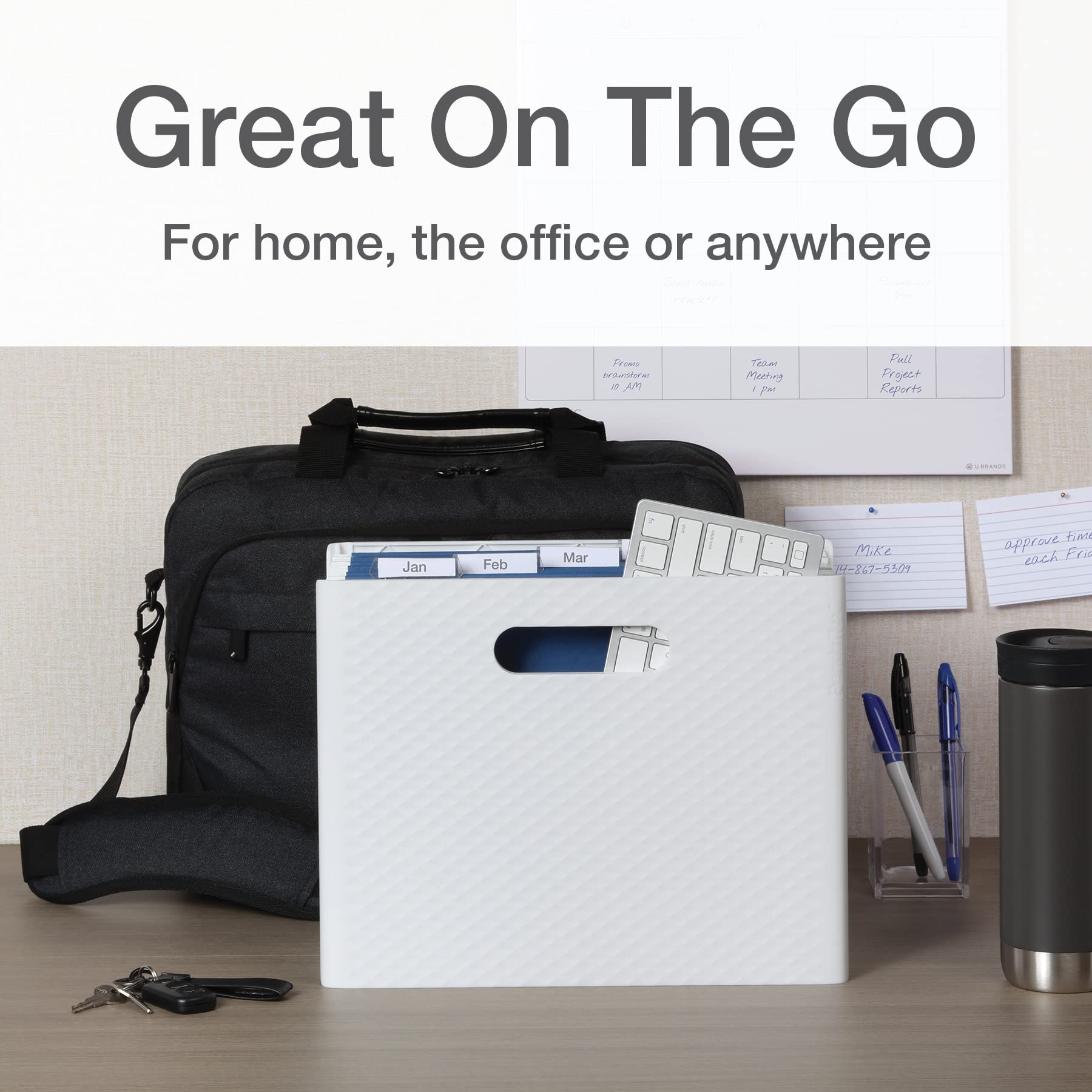 Pendaflex Mobile File Box with Handles, Easy Set Up, Collapse Down and Store Away, 13"W x 10"H x