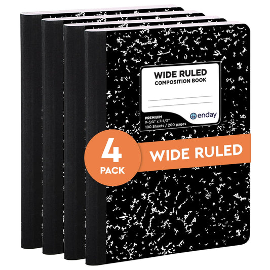 Enday Marble Composition Notebook Wide Ruled (4 Pack) 100 Sheets