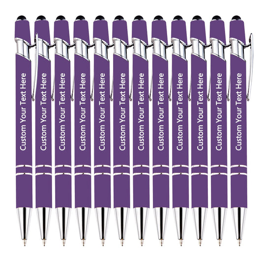 KOLOWKO Personalized 2-in-1 Ballpoint Pen & Stylus - Custom Text/Name/Message - Bulk Order Up to