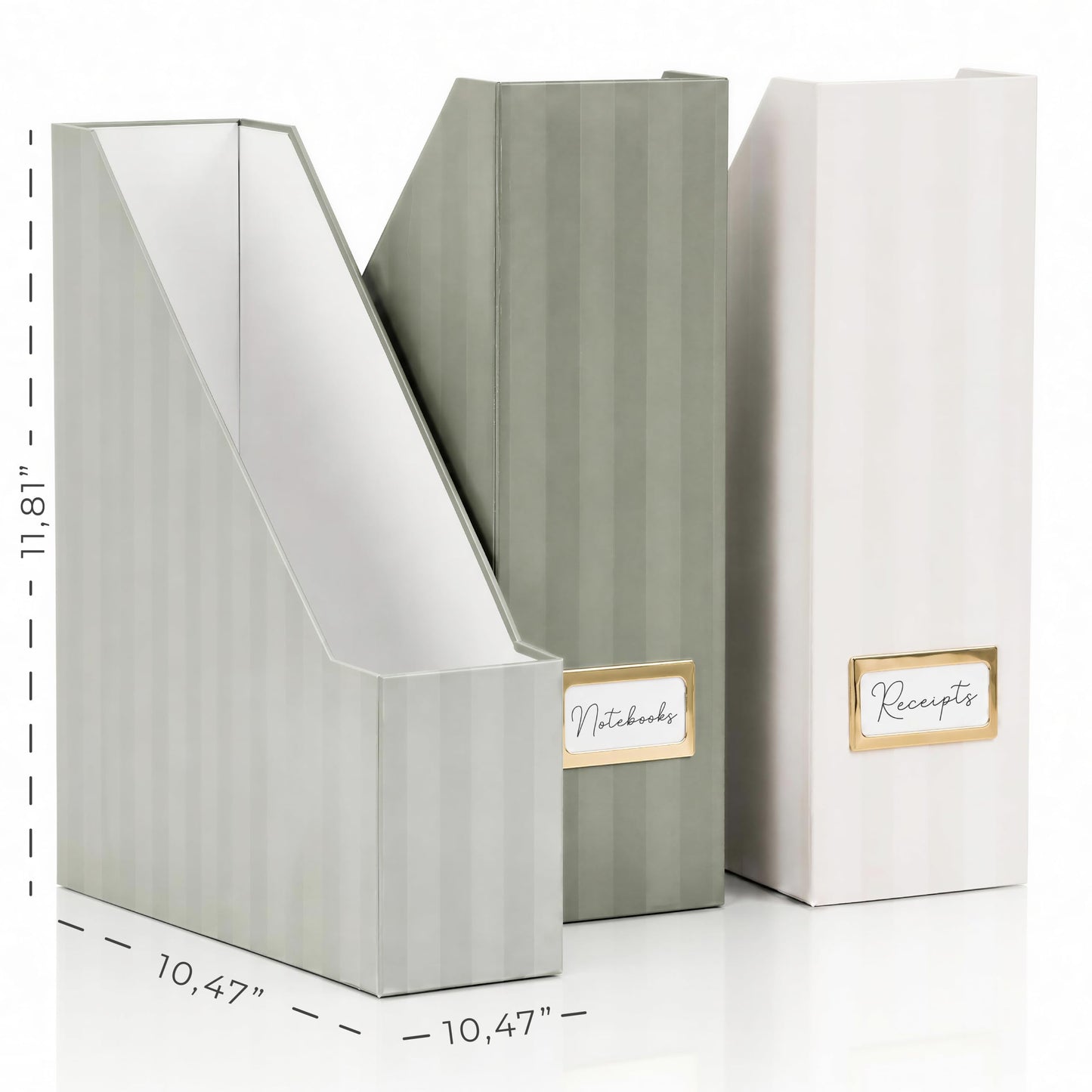 Beautiful Magazine Holder Set of 3 - Sturdy File Holder for Desk or Shelves