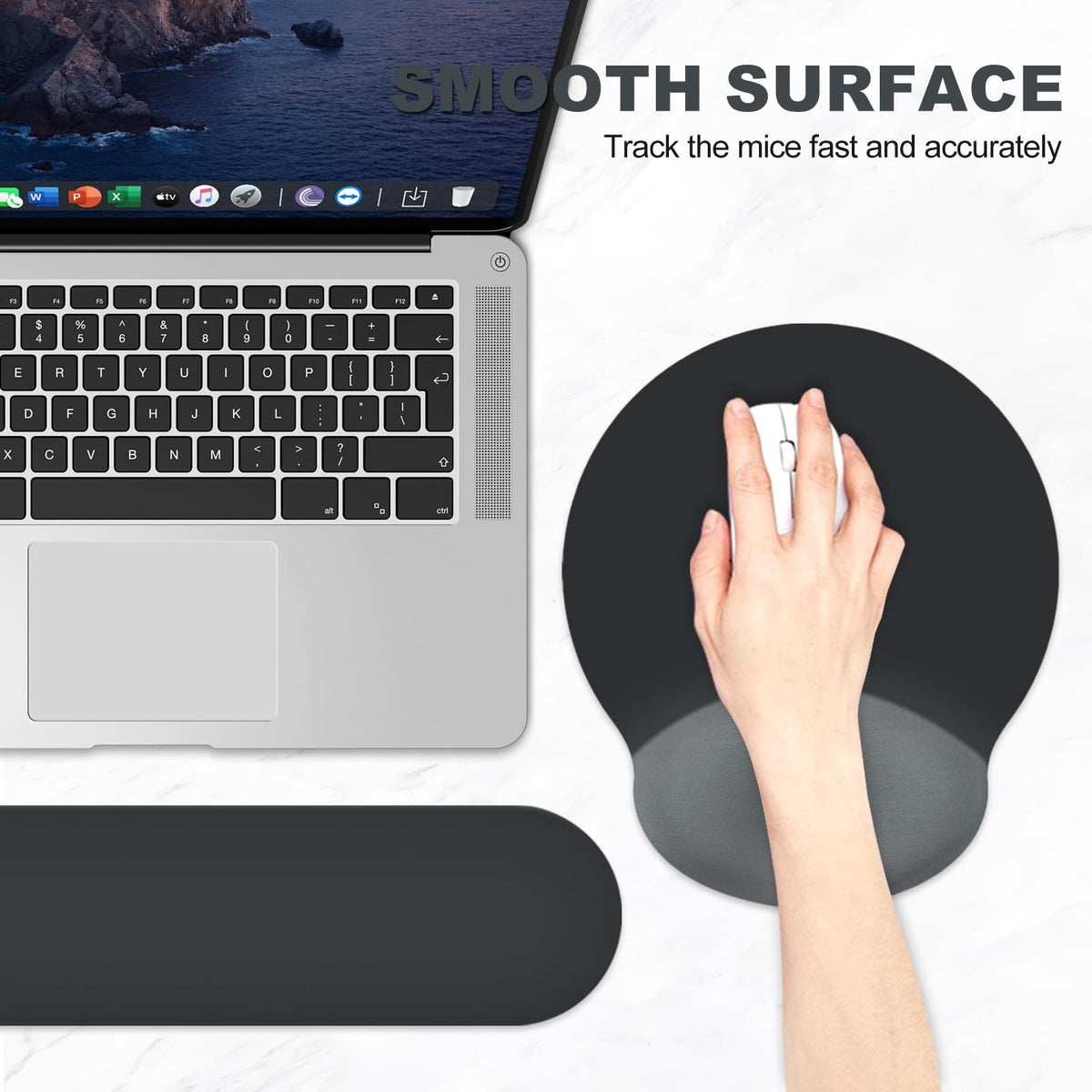 AIMSA Mouse Pad with Wrist Rest Support, Keyboard Wrist Rest Set, Ergonomic Memory Foam Mousepad