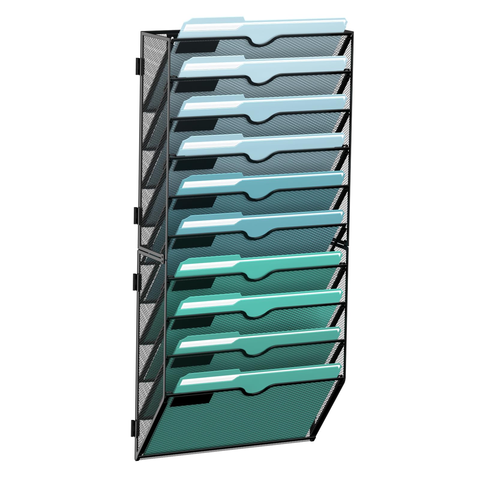 10-Tier Wall File Organizer, Hanging File Holder, Wall Mounted Mail Sorter
