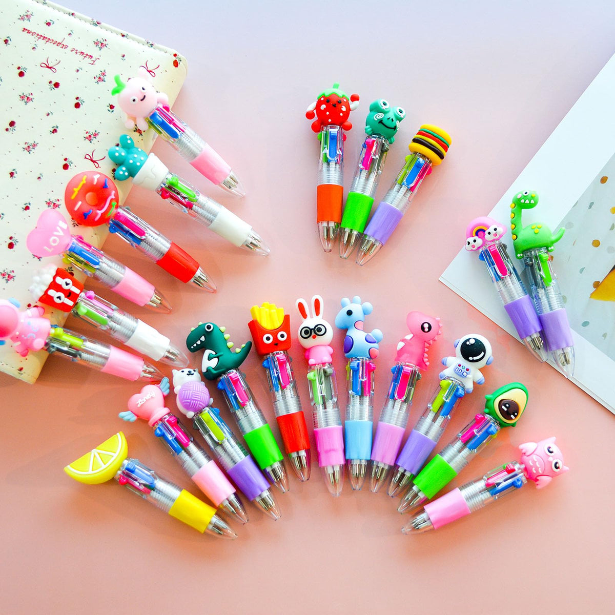 TOEMUR 400 PCS Multicolor Pen Set – 200 Cute Pens Bulk with 200 Pen Bags, Fun Pens for Party