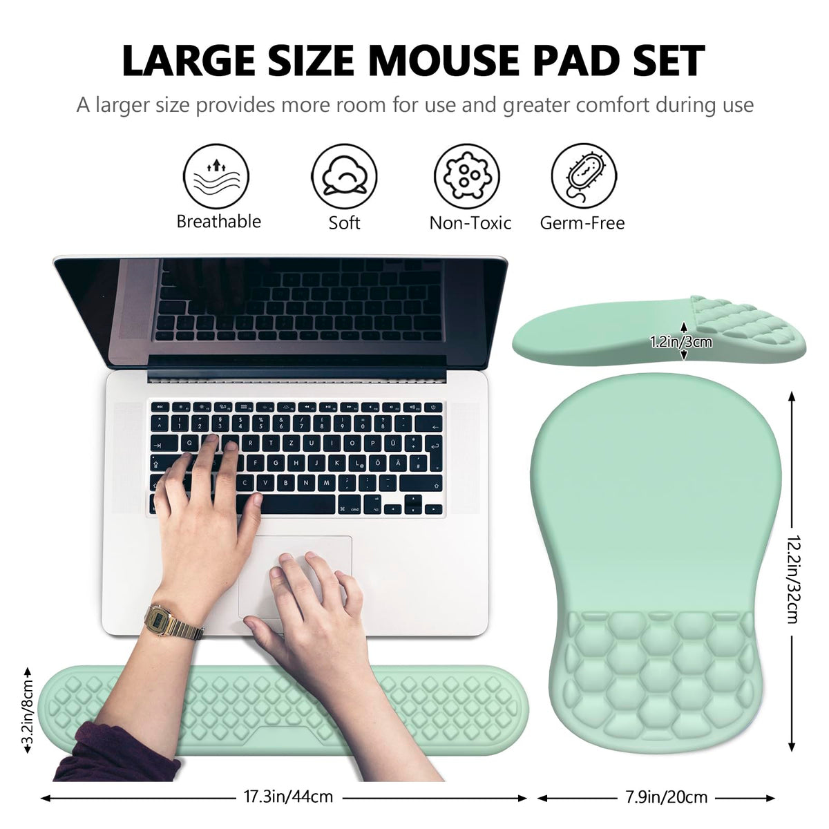 Laokiiy Ergonomic Mouse Pad Wrist Rest, 2 in 1 Keyboard Pad for Office
