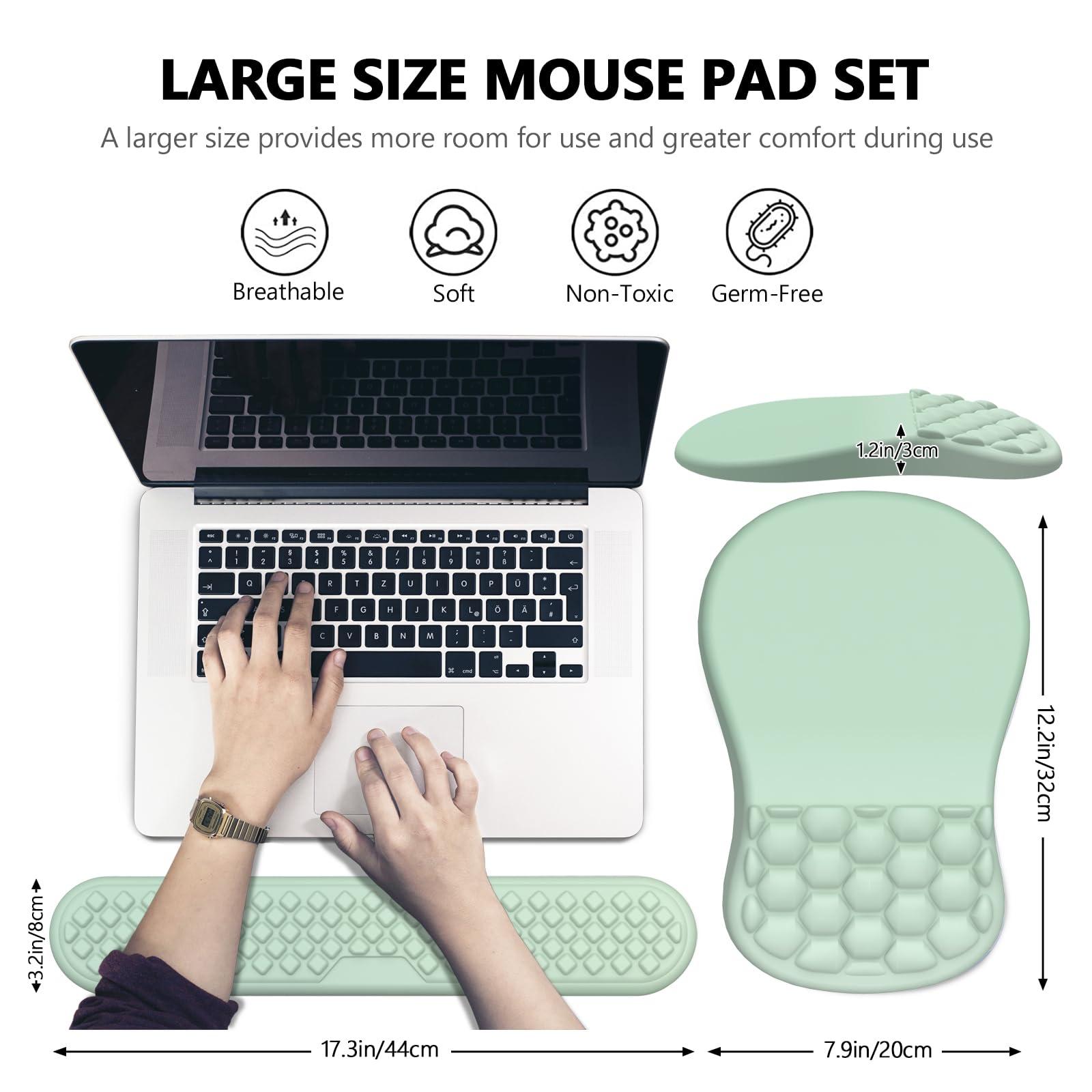 Laokiiy Ergonomic Mouse Pad Wrist Rest, 2 in 1 Keyboard Pad for Office