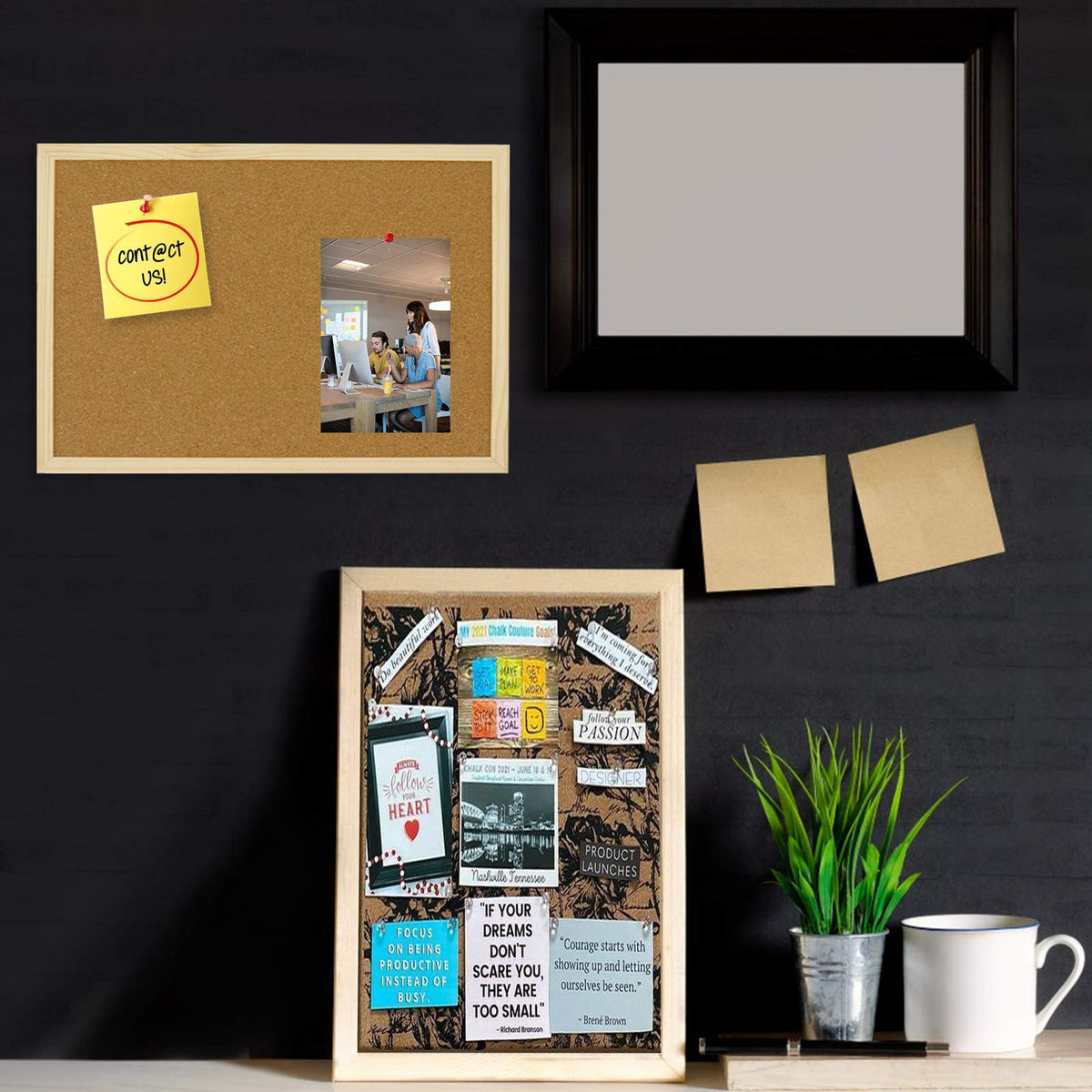 OWLKELA Cork Board, 14.6"x11", Wooden Frame