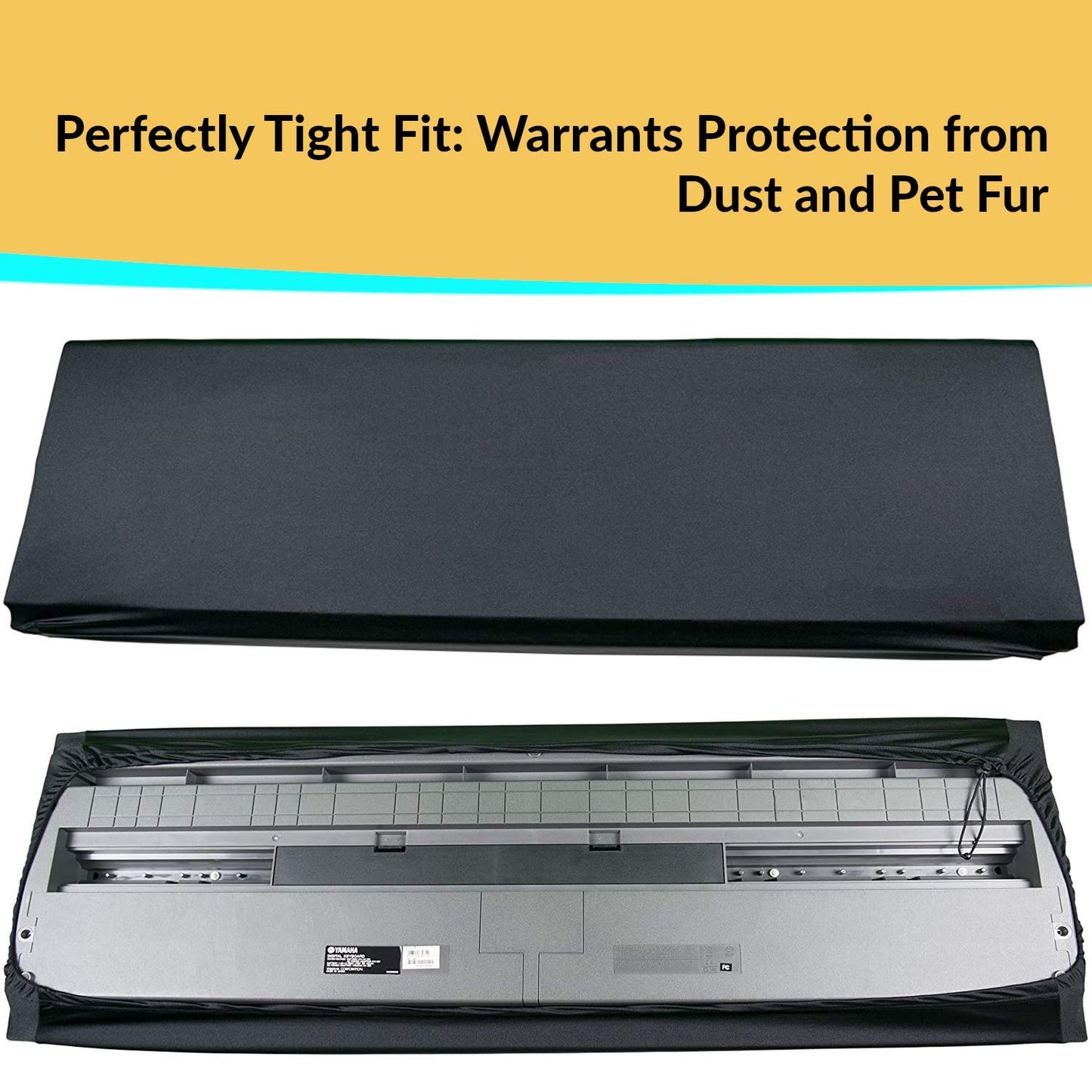 QMG Stretchable Keyboard Dust Cover for 61 & 76 Key-keyboard: Best for all Digital Pianos &