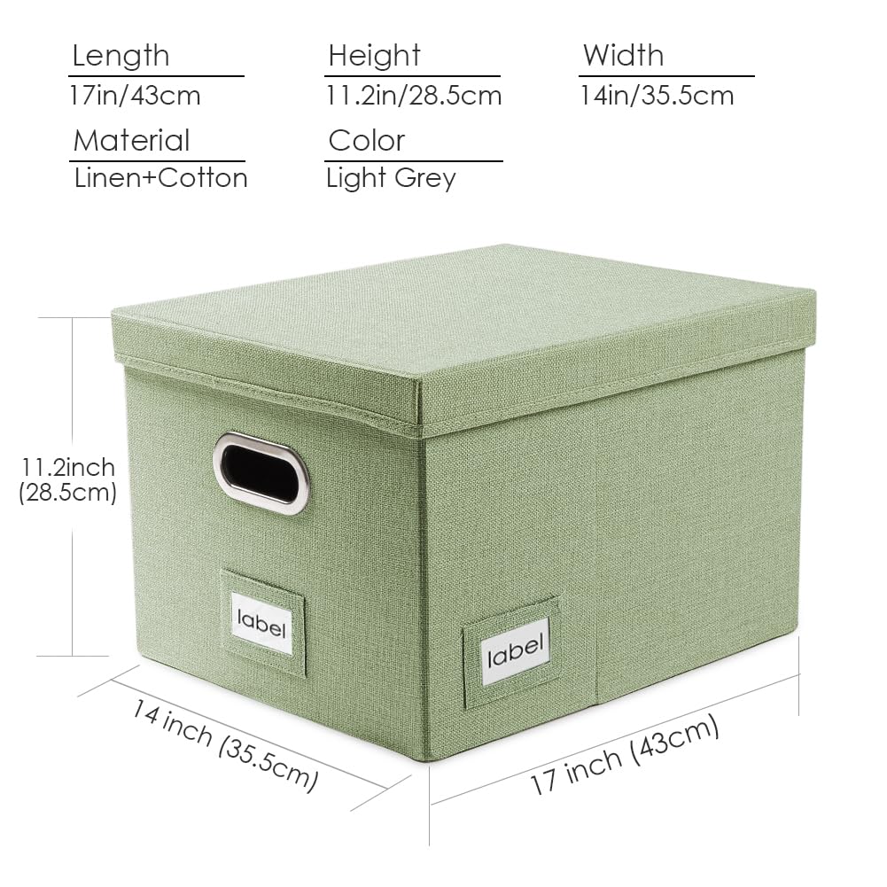 PRANDOM File Organizer Box - Set of 4 Collapsible Decorative Linen Filing Storage Hanging File