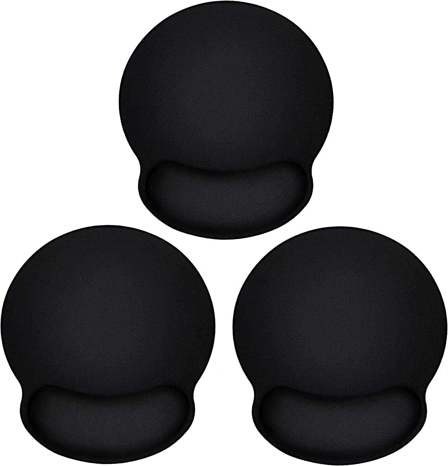 Ergonomic Mouse Pad 3 Pack with Wrist Rest Support, Round Gaming Mousepad with Smooth Surface &
