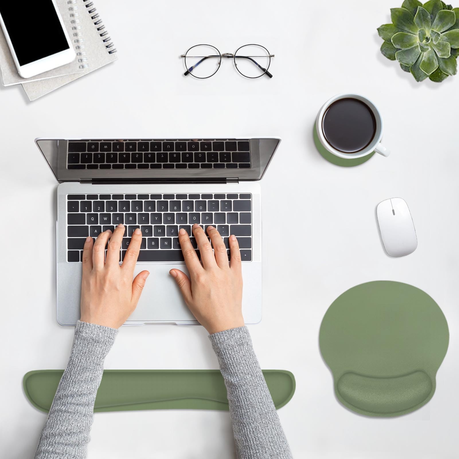 Britimes Ergonomic Mouse Pad Set with Wrist Rest, Green
