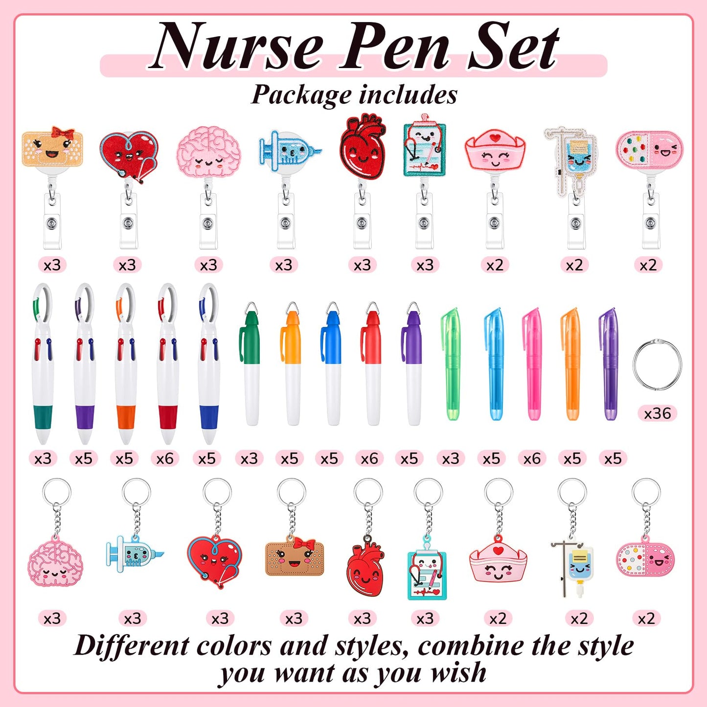 Henoyso Nurse Badge Reel Bulk,144 Pcs,Stylish
