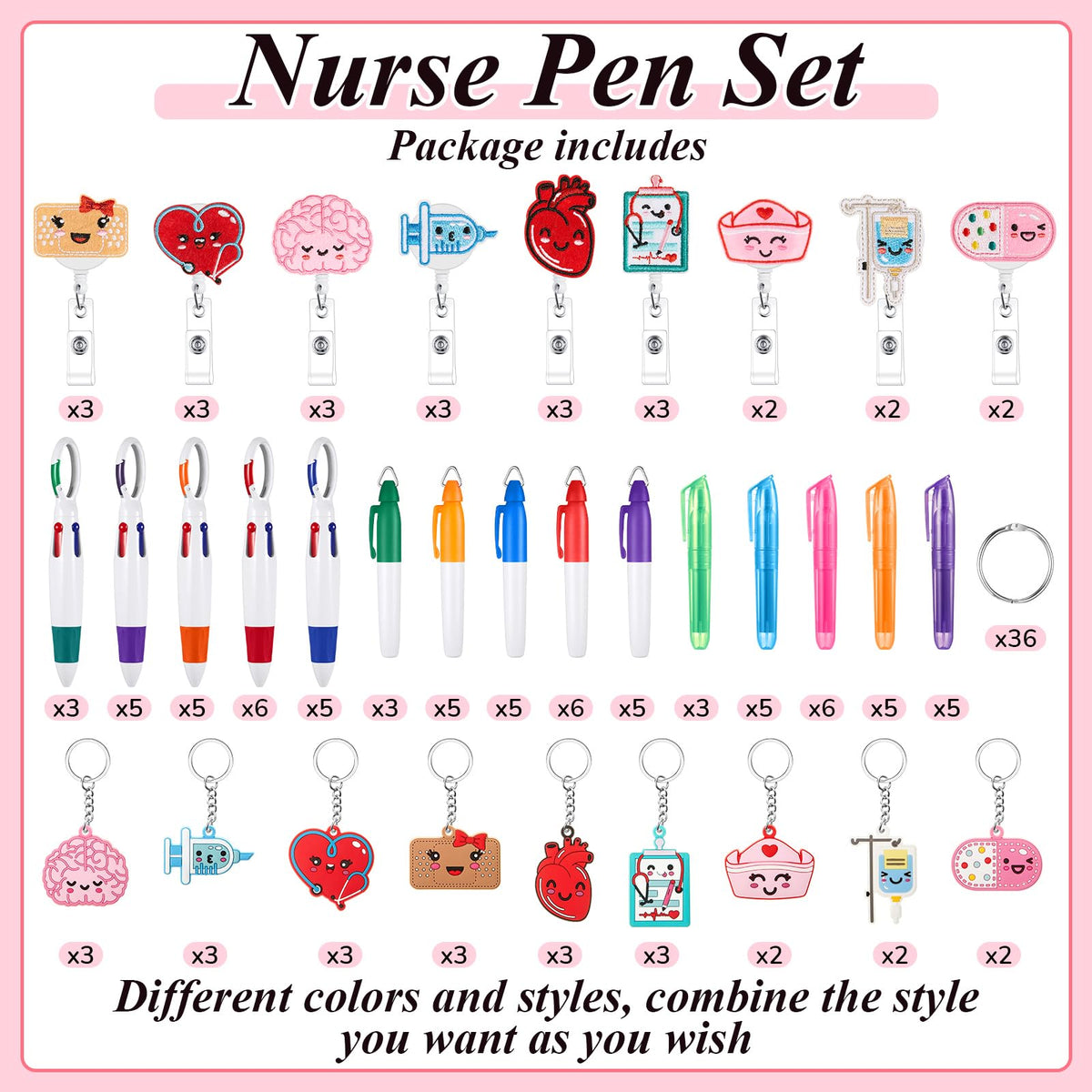 Henoyso Nurse Badge Reel Bulk,144 Pcs,Stylish