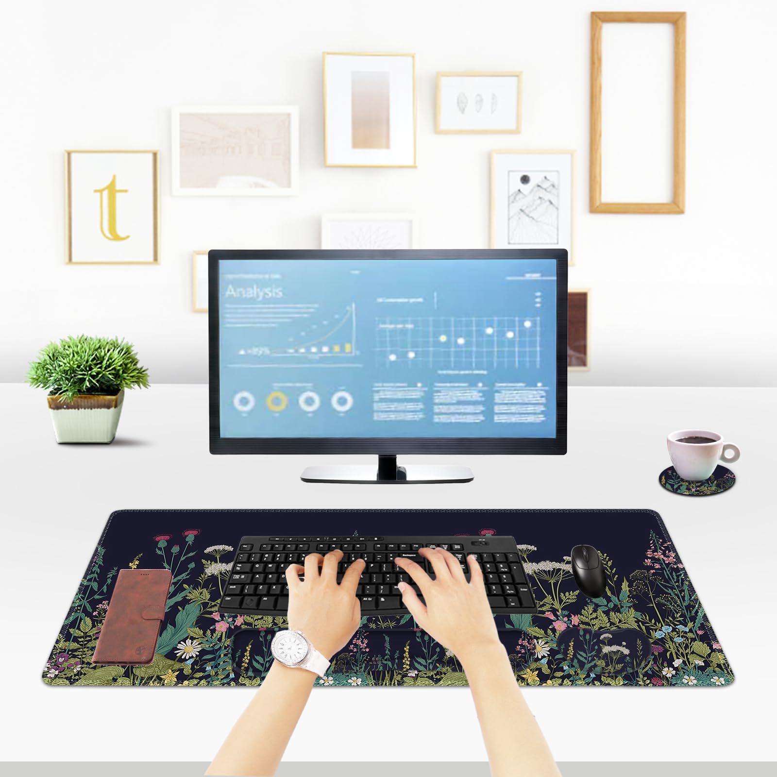 ToLuLu Extended Gaming Mouse Pad, Memory Foam Ergonomic Keyboard Mouse Wrist Rest Support Set
