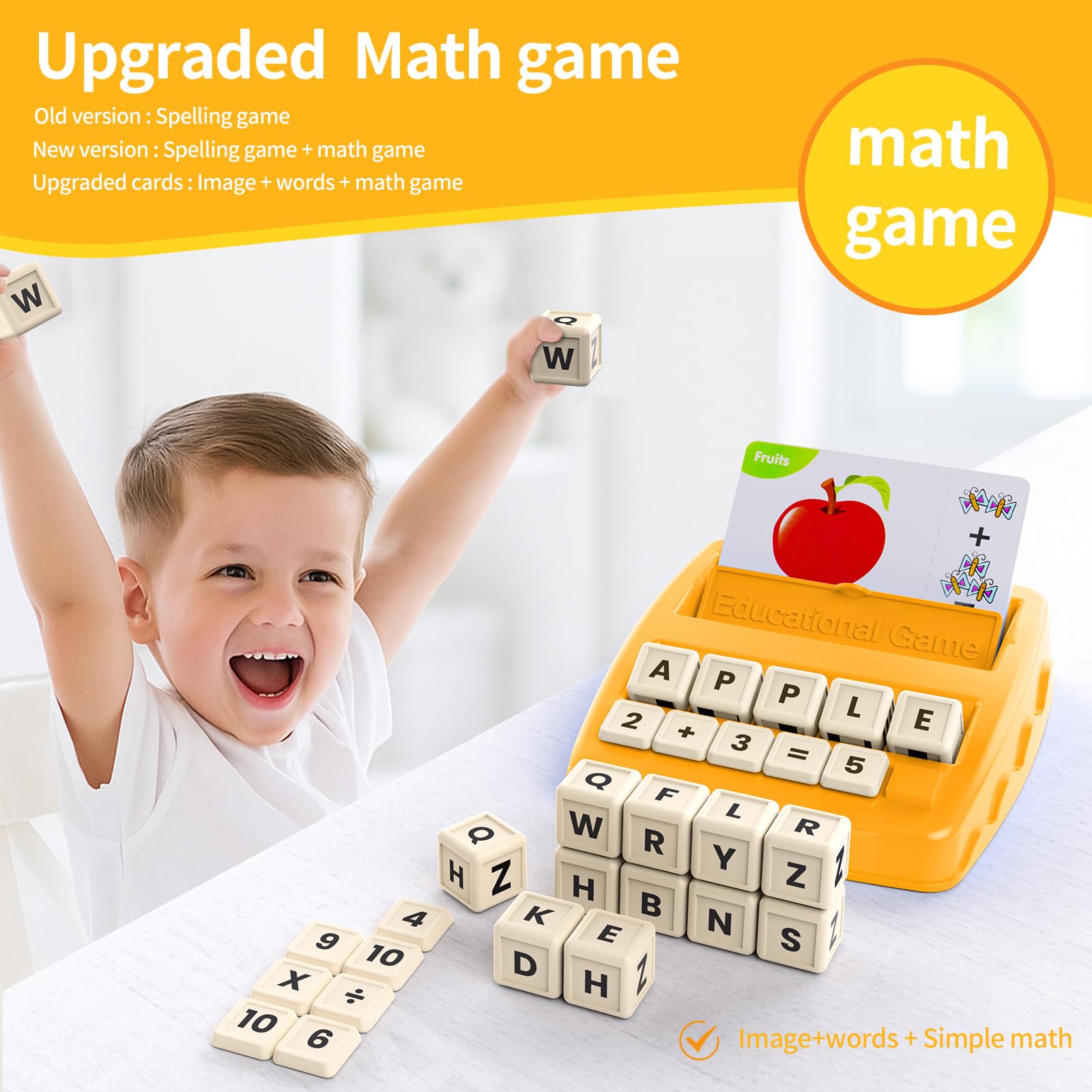 DEGIDEGI Educational Toys for Kids Ages 3-8, Matching Letter Spelling Game ABC Math Learning, Xmas