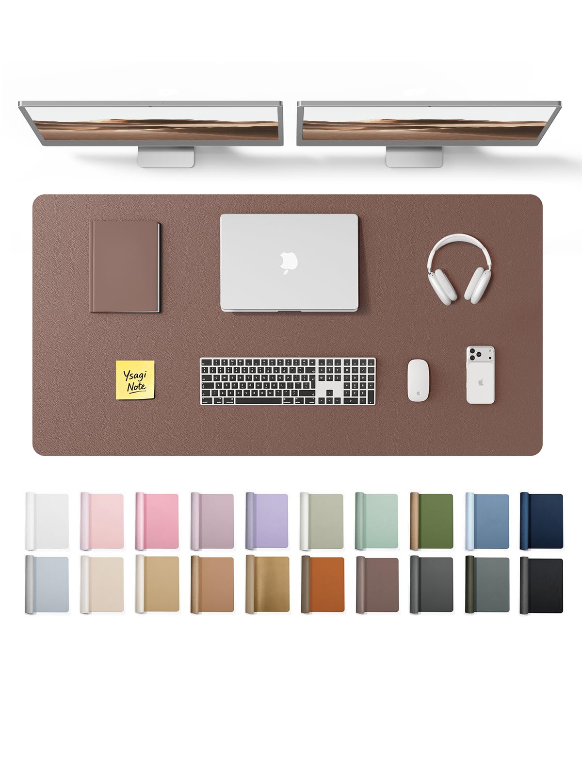 YSAGi Leather Desk Protector, Office Mat, Large Mouse Mat, Non-Slip PU Leather Blotter, Laptop
