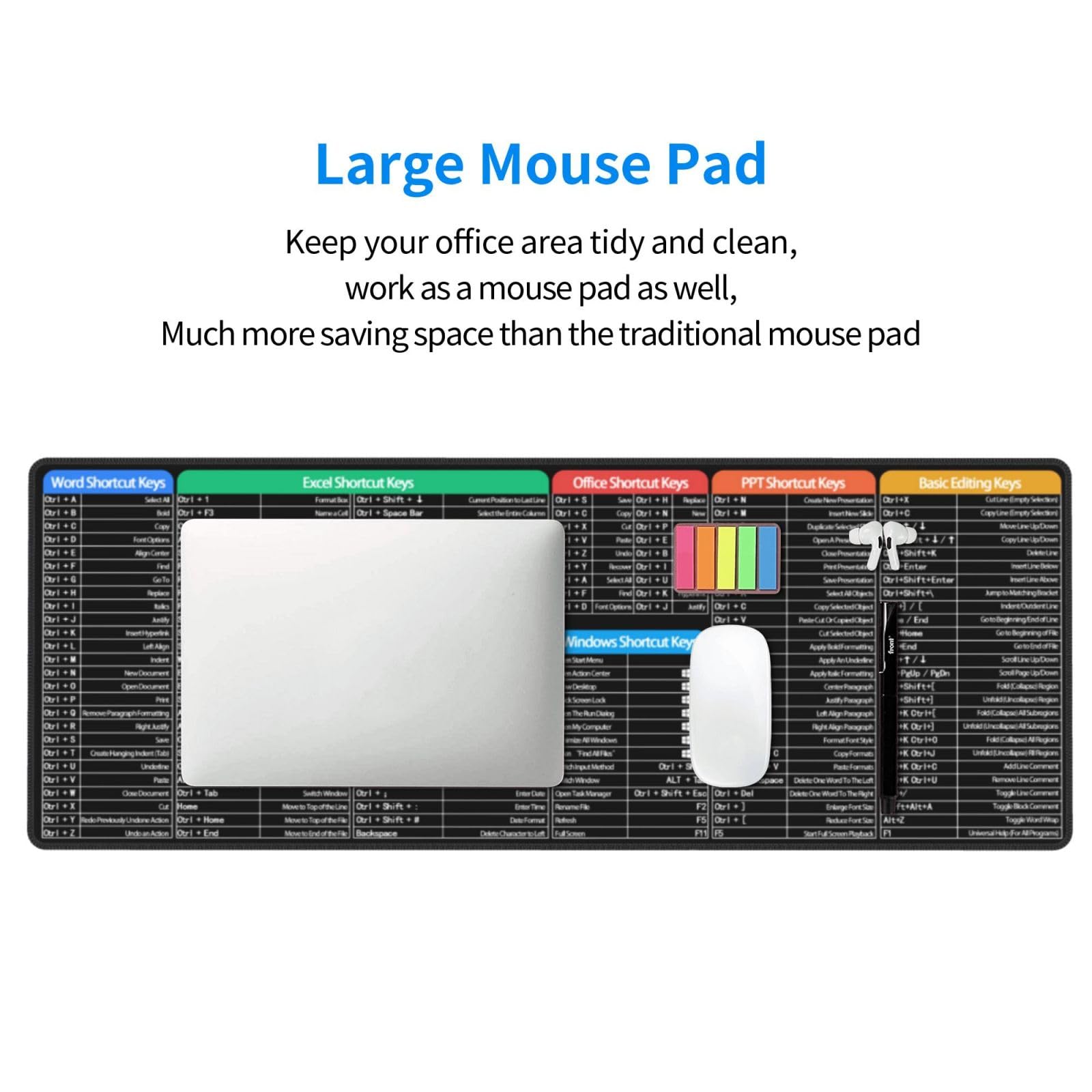 Office Computer Word Excel Power Point Shortcuts Key Shortcut Keys Gaming Mouse Pad 31.5 X 11.8