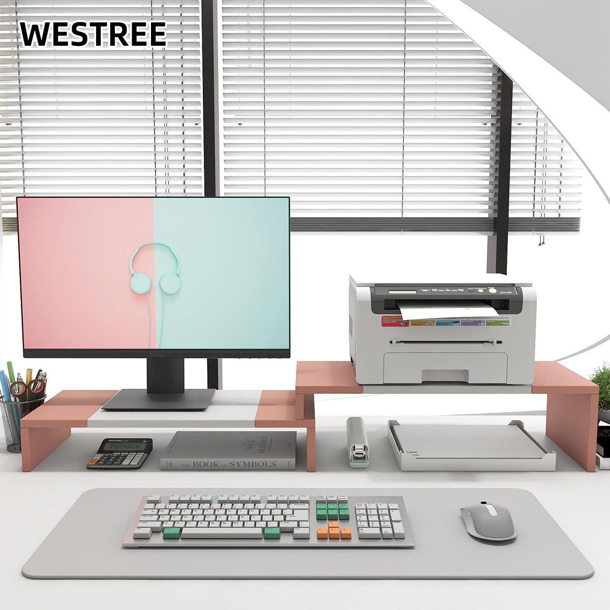 WESTREE Dual Monitor Stand - Monitor Stand Riser - 2 Shelf Computer Monitor Stand with Adjustable