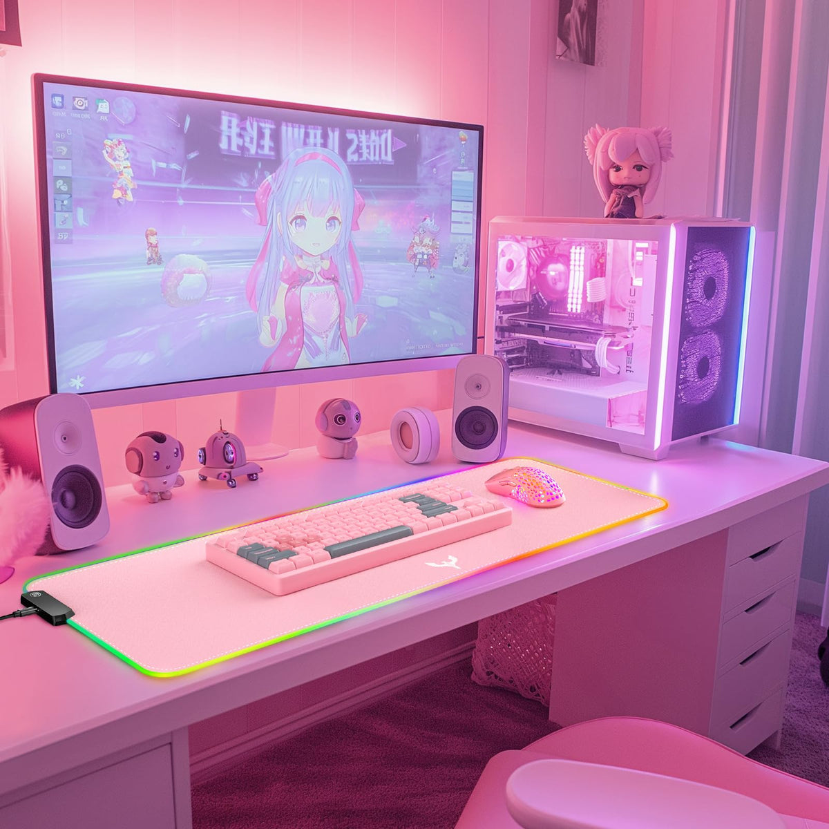 BladeHawks RGB Gaming Mouse Pad Extra Large Extended 31.5x12 Inch-Pink