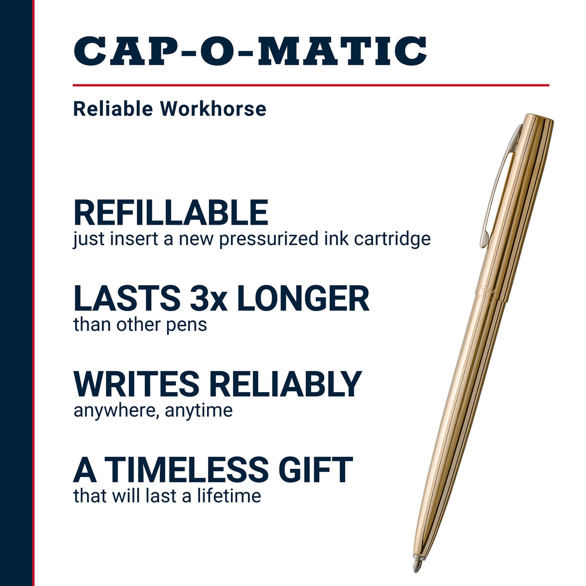Fisher Space Pen Brass Alloy Cap-O-Matic Pen, Black Ink, Gift Box