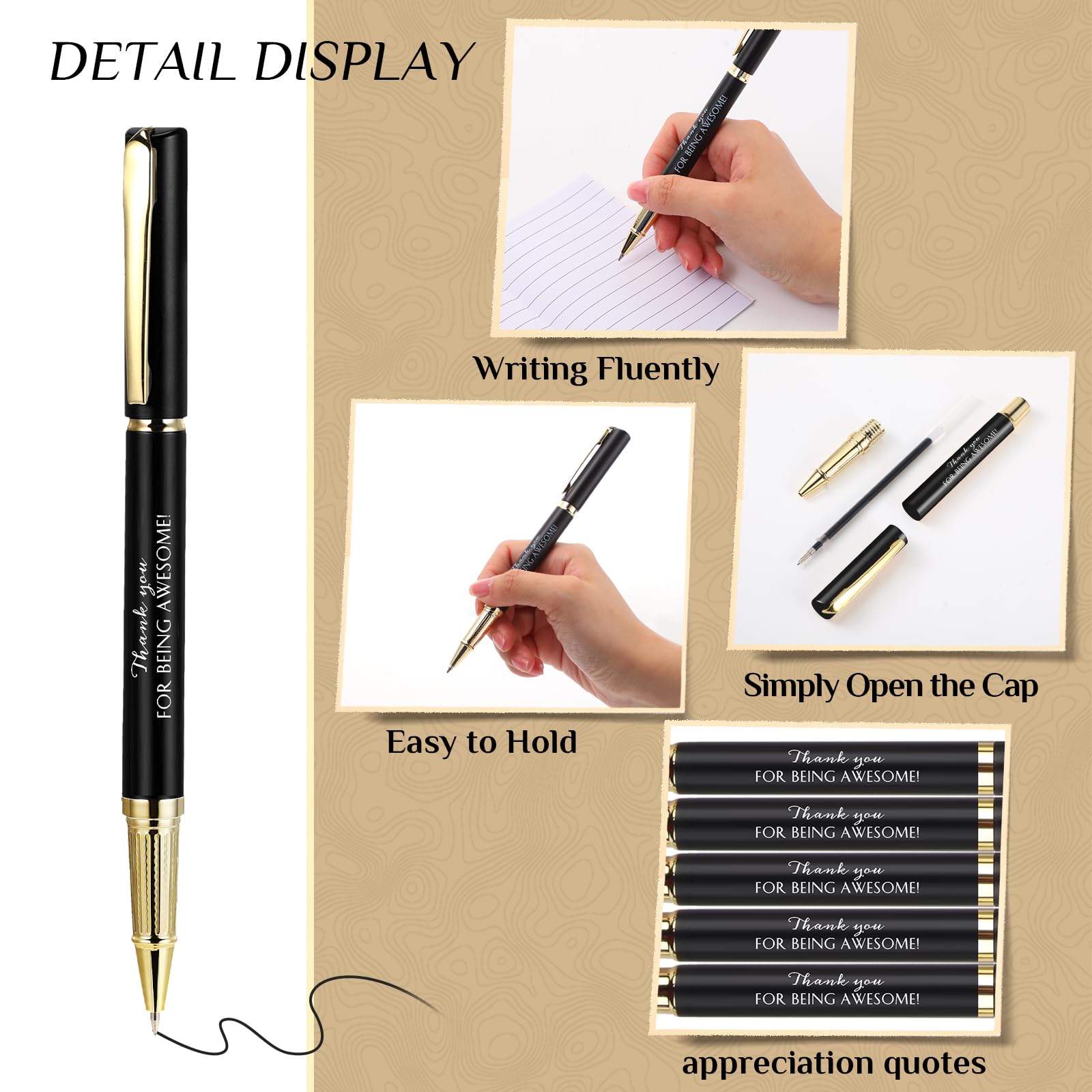 PerKoop 30 Sets Thank You Gift Inspirational Pen with Box, Black, ‌Unique