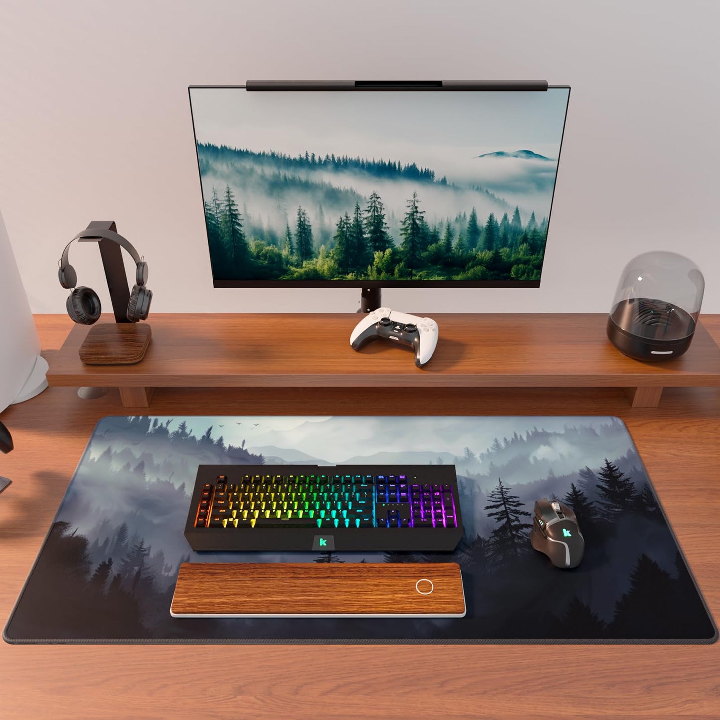 KTRIO Large Gaming Mouse Pad, Desk Mat, 31.5 x 15.7 in, Cloud Forest, XXL