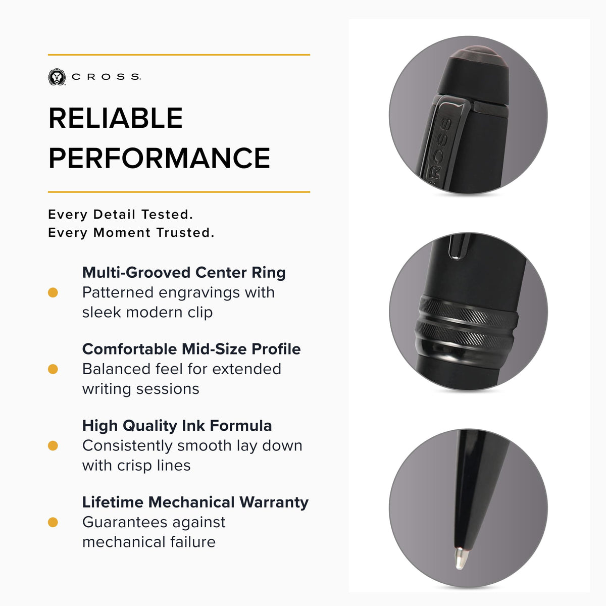 Cross Bailey Matte Black Lacquer Rollerball Pen, Medium Point, Black Ink