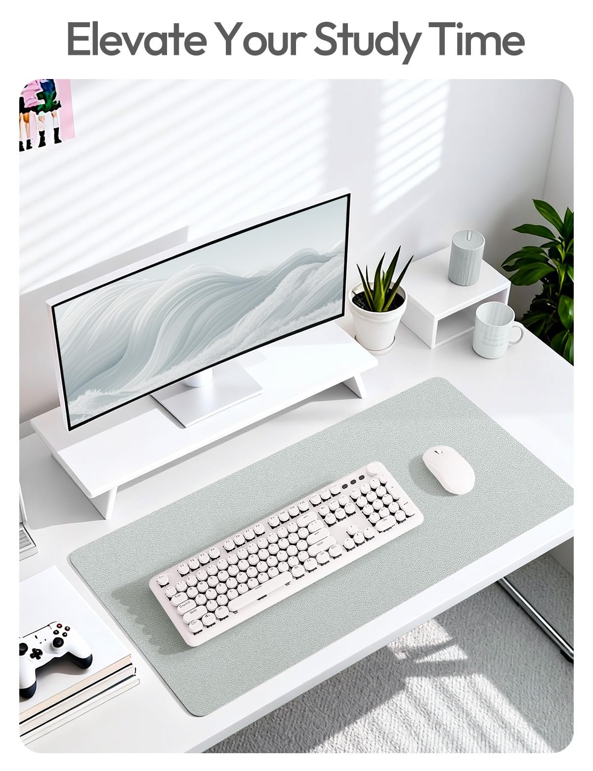 YSAGi Leather Desk Pad Protector, Office Desk Mat, Large Mouse Pad, Non-Slip PU Leather Desk