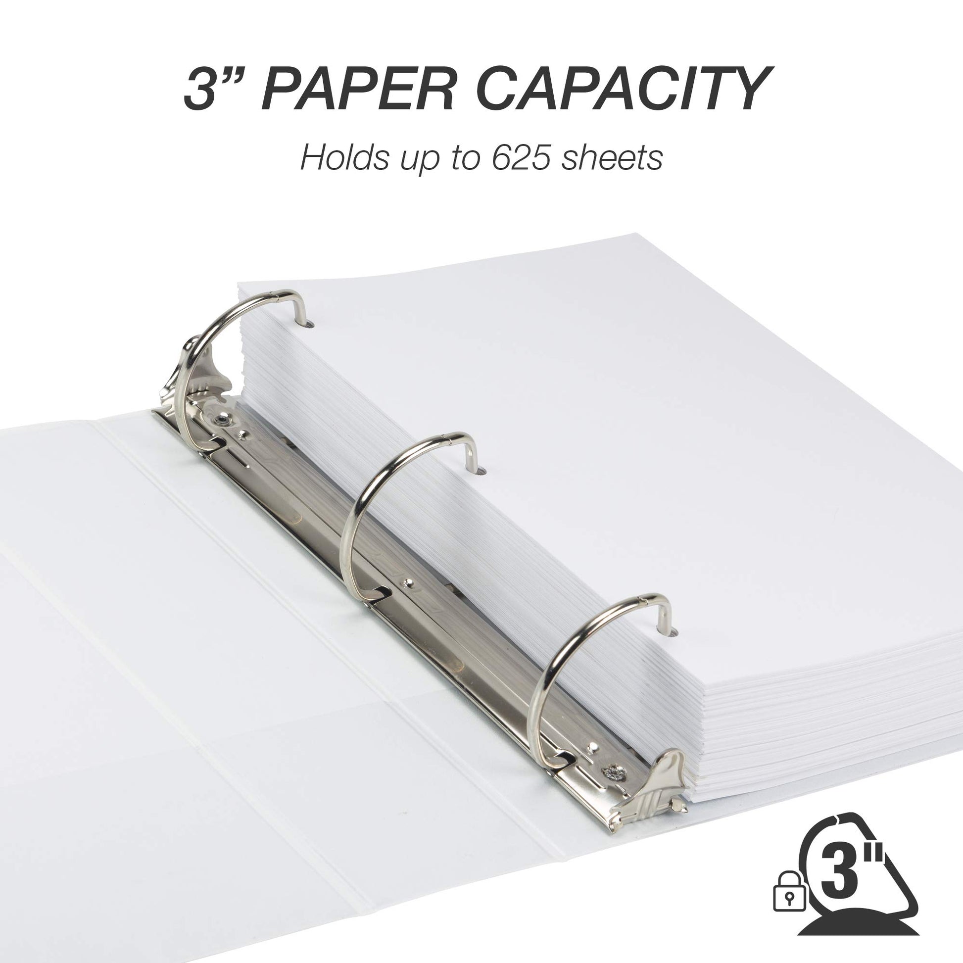 Samsill Durable 3 inch 3 Ring Binder, D Ring Binder, 100% Recycled Chipboard, White