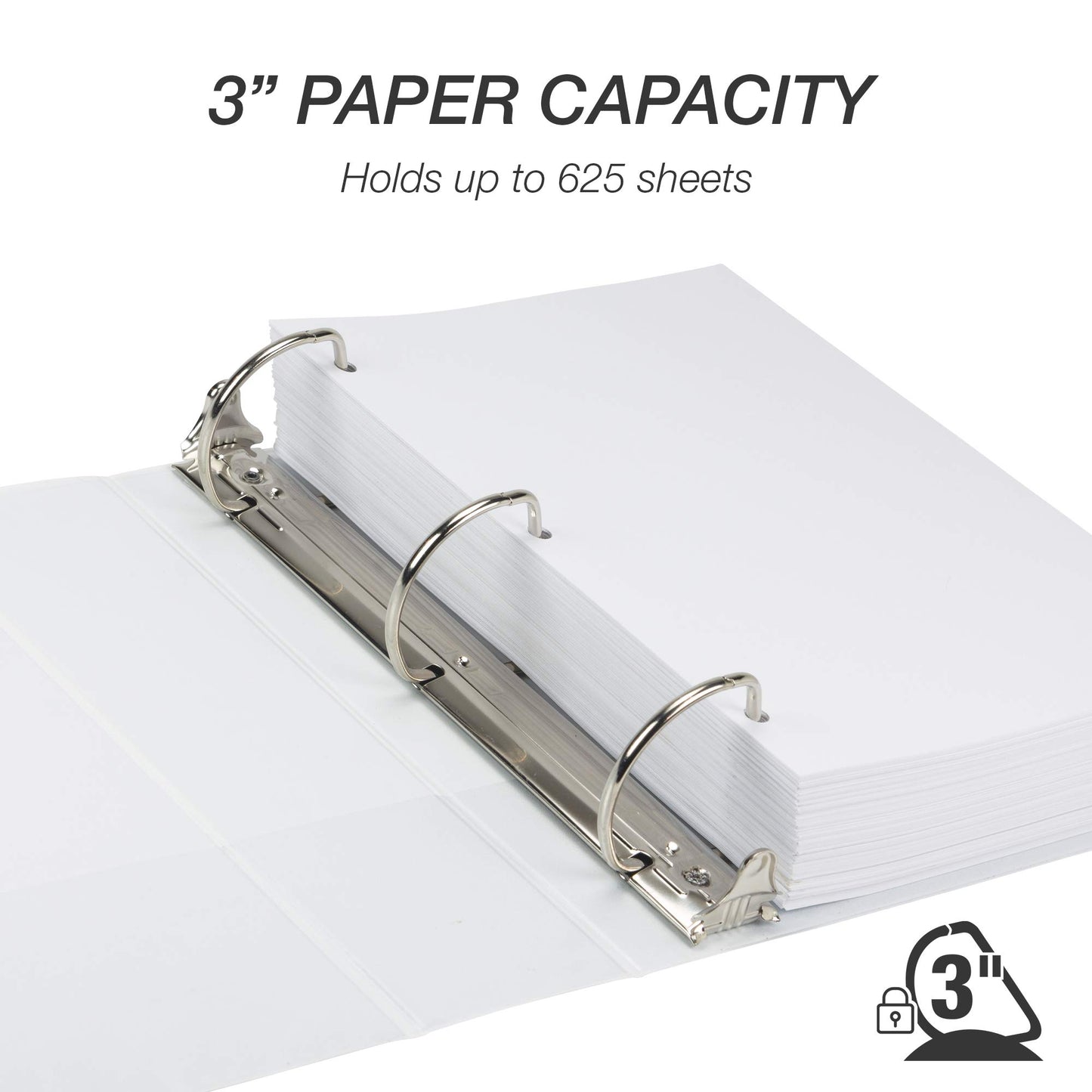 Samsill Durable 3 inch 3 Ring Binder, D Ring Binder,100% Recycled Chipboard, White, 2 Pack