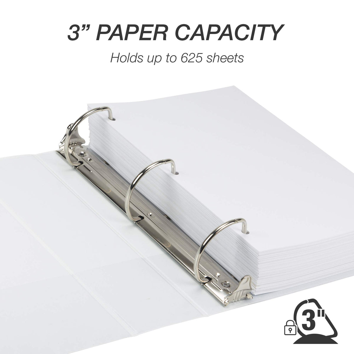 Samsill Durable 3 inch 3 Ring Binder, D Ring Binder,100% Recycled Chipboard, White, 2 Pack