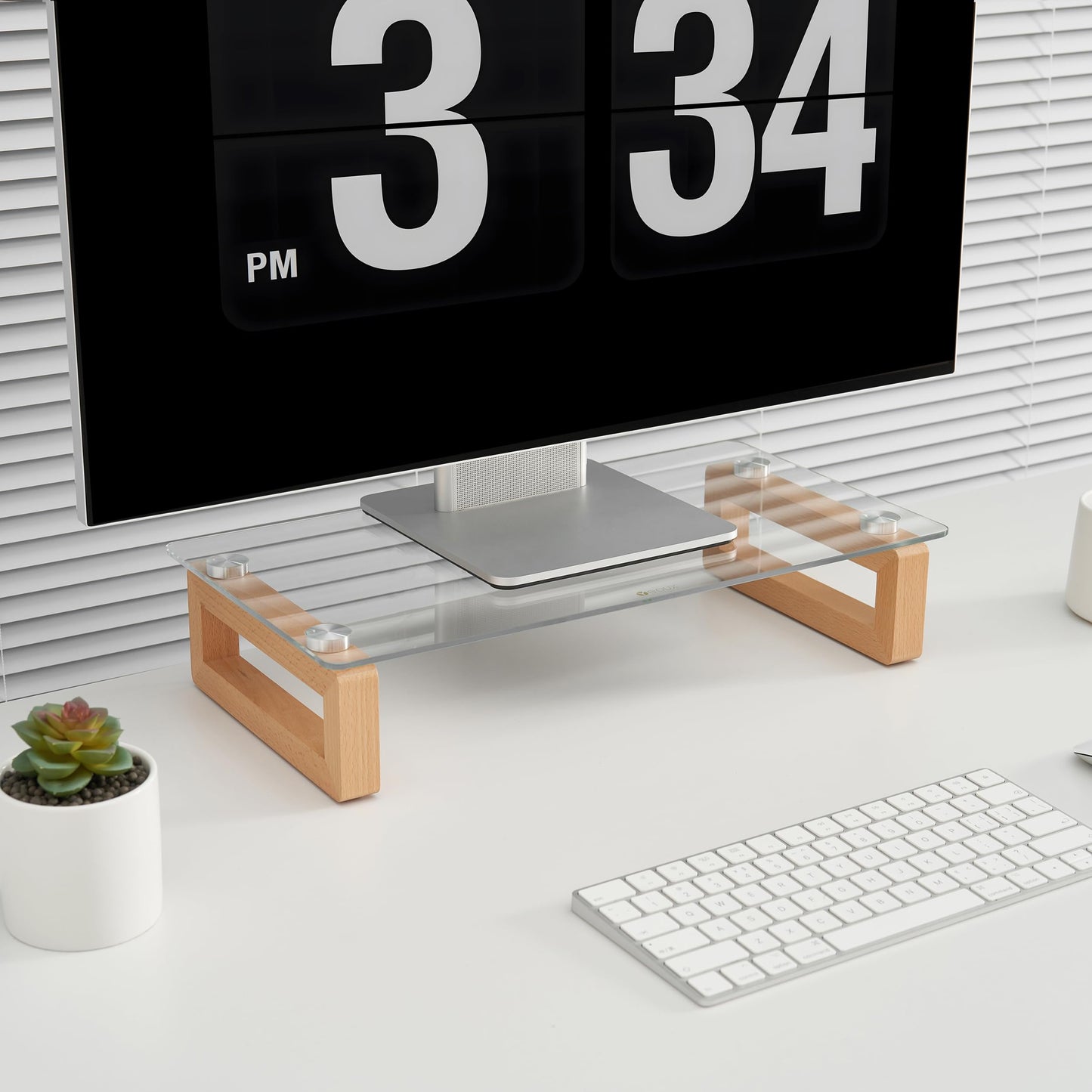 YEOUX Multi-Purpose Desktop Stand - 17.0" x 9.0" x 3.5" (Clear & Beech)