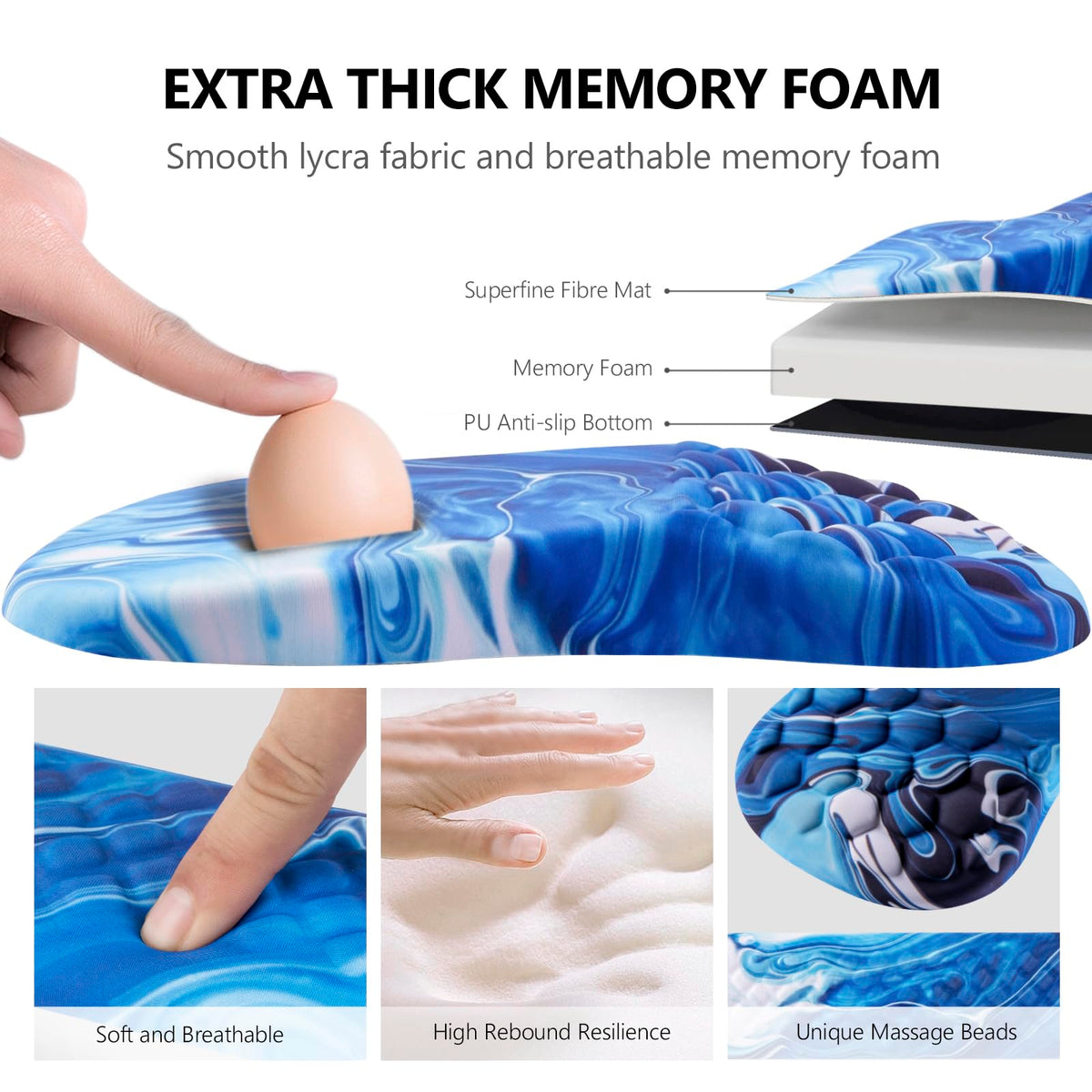 Laokiiy Ergonomic Mouse Pad & Keyboard Wrist Rest Set, Memory Foam
