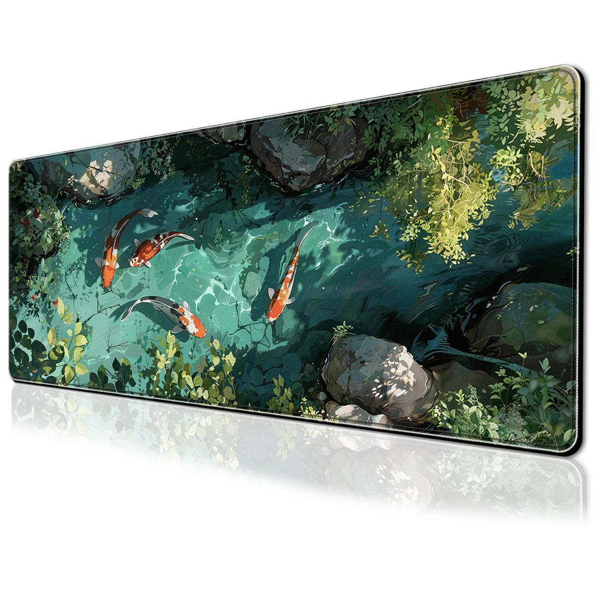 Mouse Pad Featuring Abstract Art of Koi, Ponds, and Fish, Large-Sized for Gaming, Suitable for