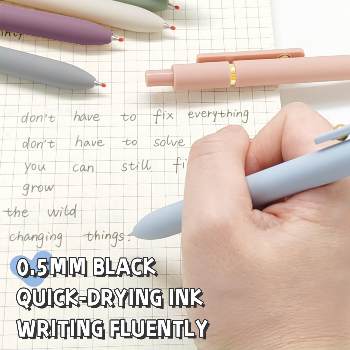 UIXJODO 12 Pcs Gel Pens 0.5mm Quick Dry Black Ink Pens Fine Point Smooth Writing Pens, Cute Office