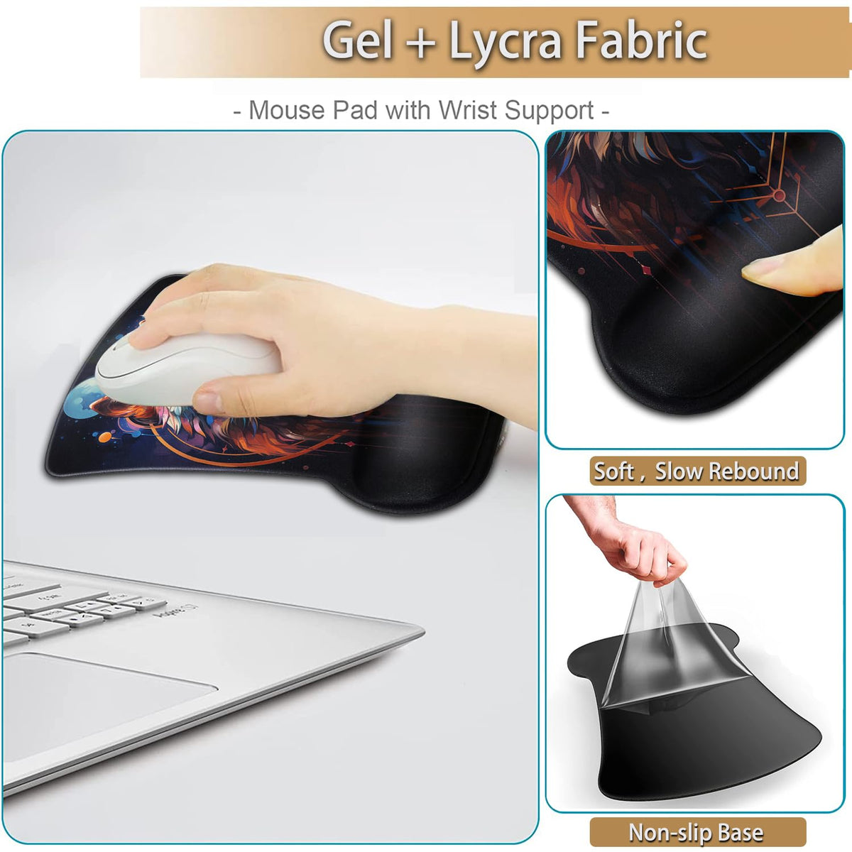 Keyboard Wrist Rest and Mouse Pad Wrist Support Set, Ergonomic Gel Mouse Pad Wrist Rest with