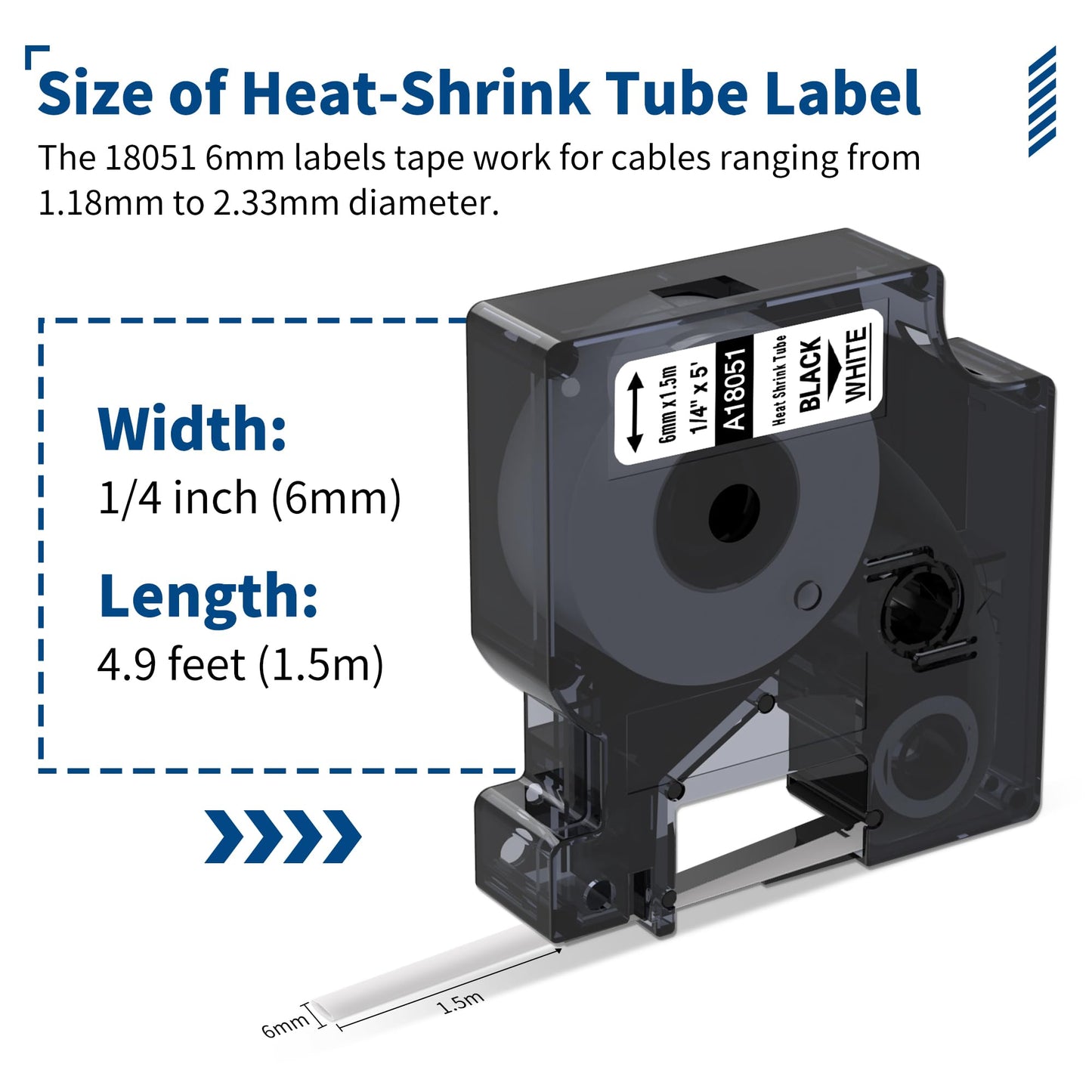 Rhino Industrial Heat Shrink Tube Wonfoucs 18051 A18051,1/4" 6mm,10-Pack