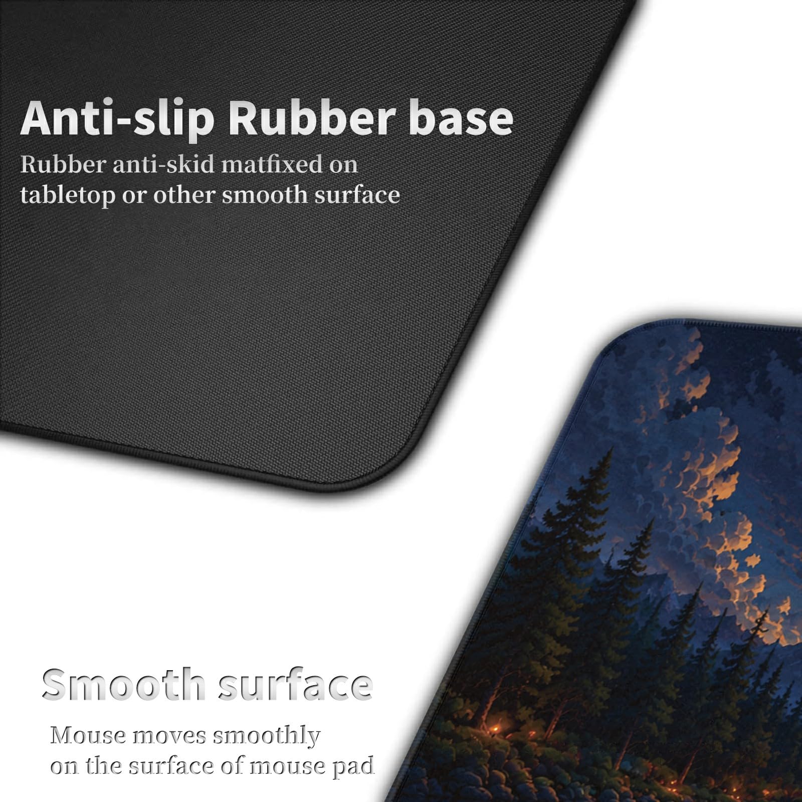 Lotus Moon Cat Large Mouse Pad, 31.5 x 11.8 in Extended Desk Mat