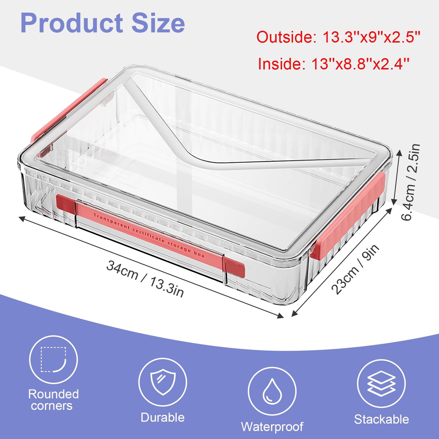 Marte Vanci Plastic Storage Bin with Lid Portable Project Case with Handle Clear Storage Box