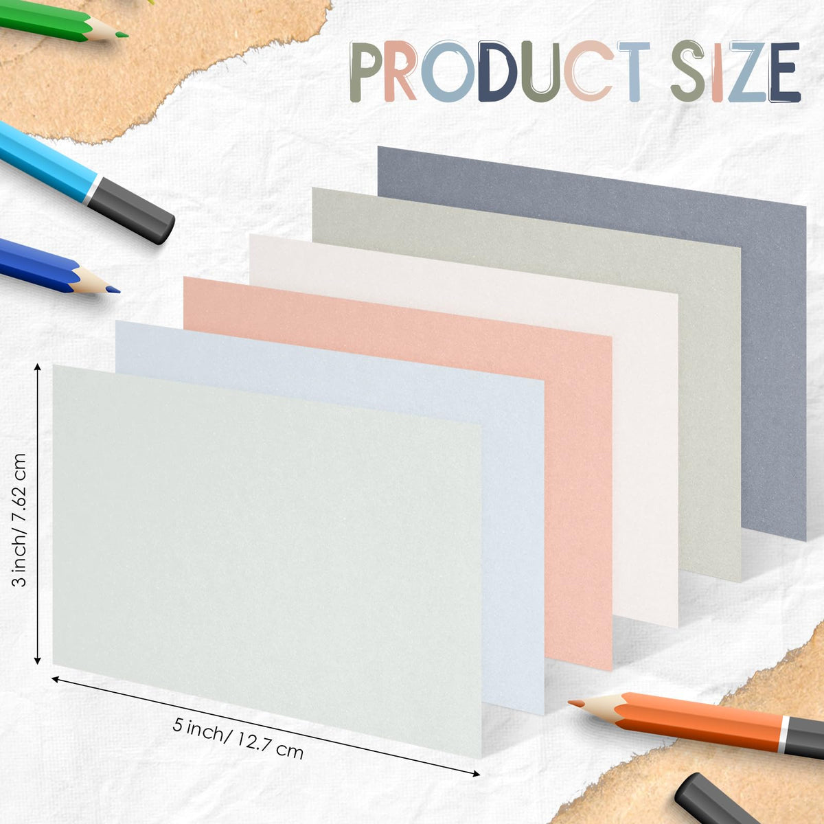300 Pcs Blank Index Cards Thick Card Stock, 3 x 5 Inch, Pastel Colors