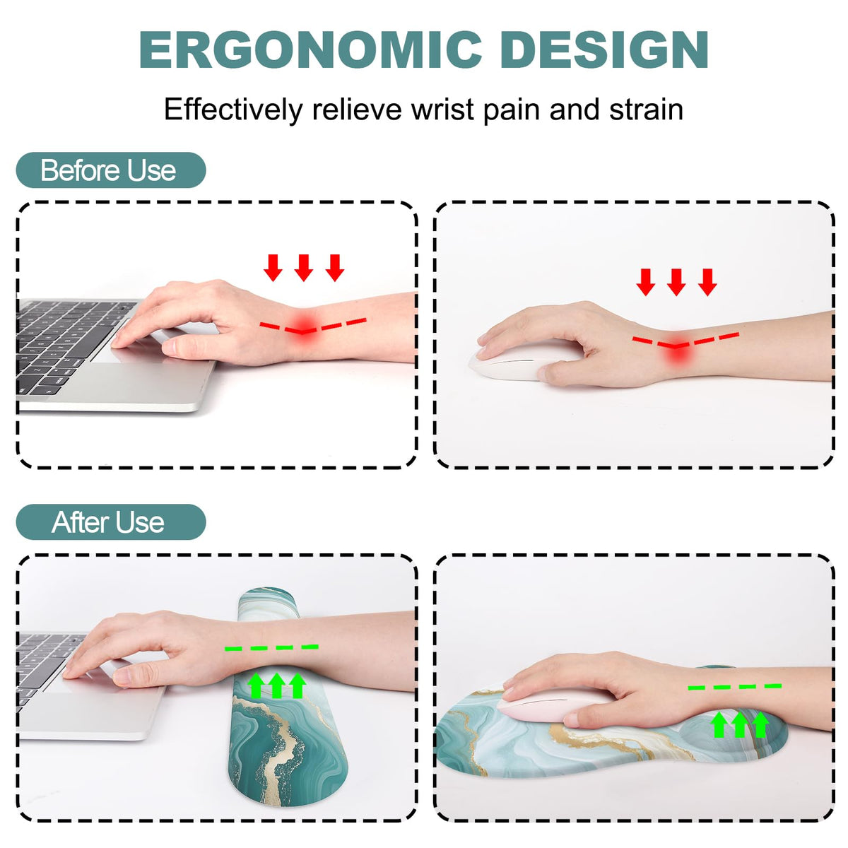 Ergonomic Mouse Pad with Wrist Rest and Keyboard Wrist Rest, Gel Mousepad