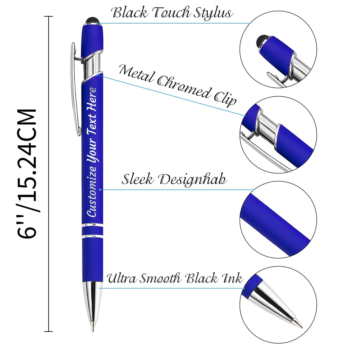 YanNanKe 24 PCS Custom Pens Personalized Bulk, Customized Engraving Ballpoint Pens with Stylus Name
