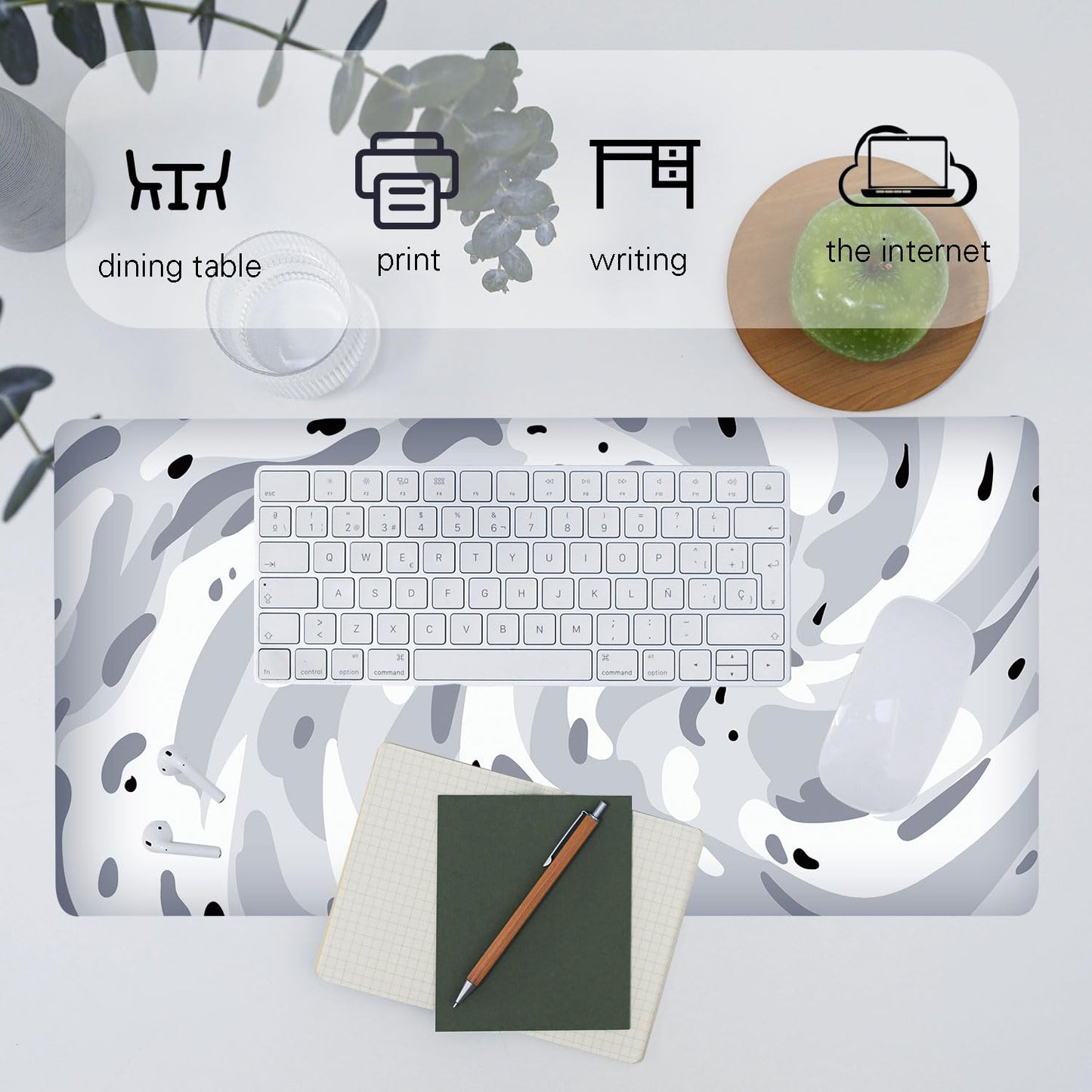 Fluid Pattern XXL Mouse Pad, Thick Waterproof Desk Mat with Stitched Edge