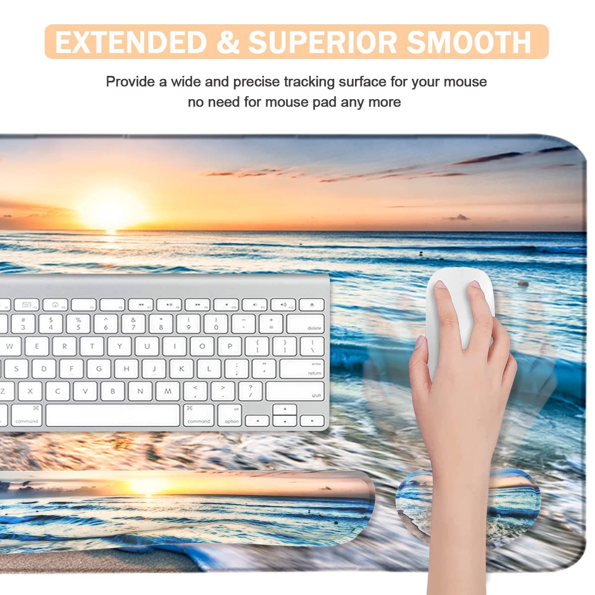 4-in-1 Large Gaming Mouse Pad, Keyboard Wrist Rest Pad & Wrist Support Mousepad Set, Extended Desk
