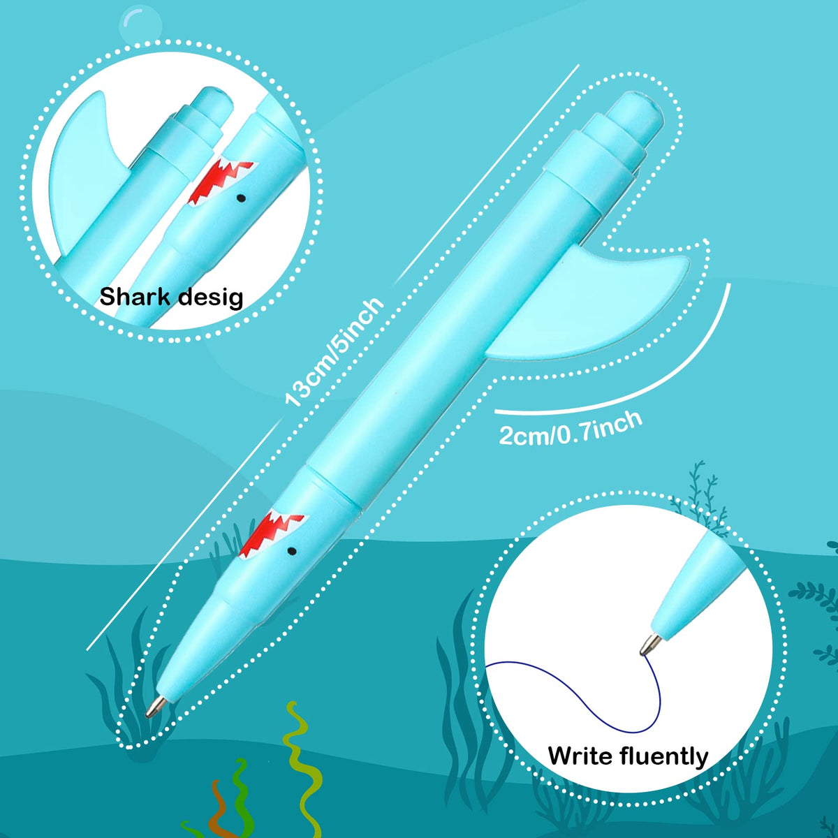 Sinmoe Shark Pens for Kids Cute Fun Pens Bulk Plastic Novelty Shark Pencil Back to School Sharks