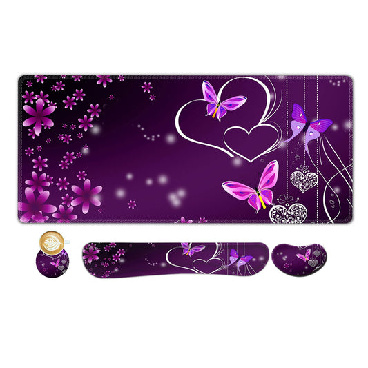 ARTSO Large Gaming Mouse Pad, Keyboard Wrist Rest Pad & Wrist Support Mousepad Set, Stitched Edge