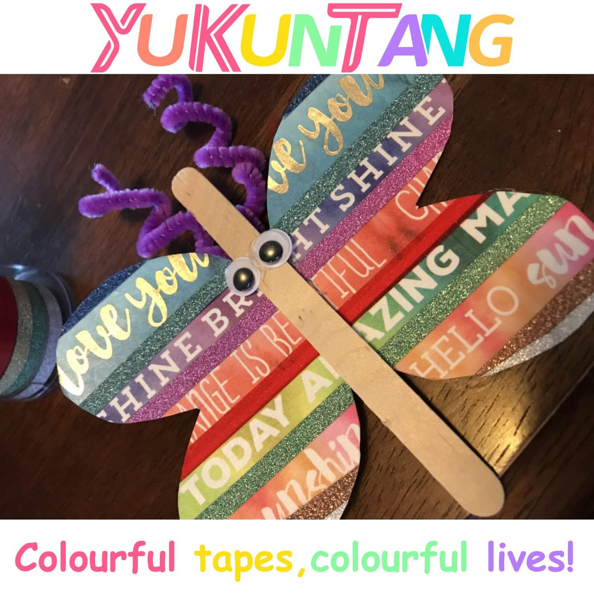 YUKUNTANG Glitter Washi Tape Set, 12 Rolls, 15mm x 66 Yards, Metallic Foil Sparkle Decorative Craft
