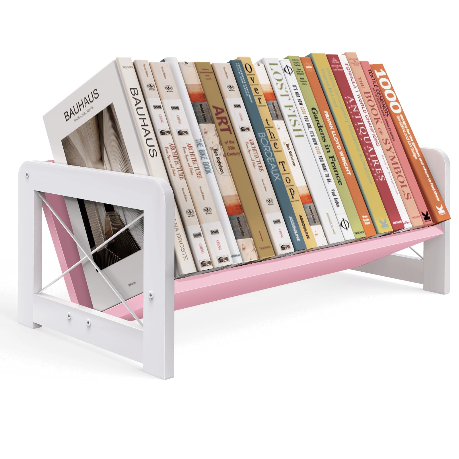 ELITEROO Tabletop Bookshelf, Simple Wood Book Organizer for Desk, Tilted Table Bookcase, Small