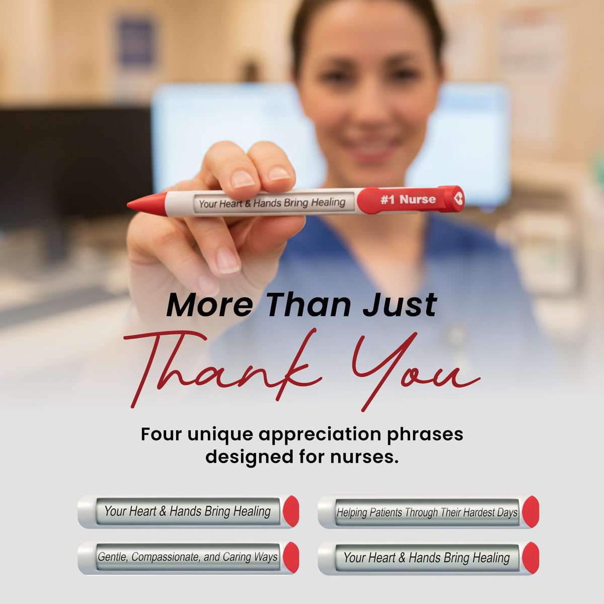 Greeting Pen Nurse Appreciation Translucent Ballpoint Pen Set - 6 Inspiring Nurse Designs in